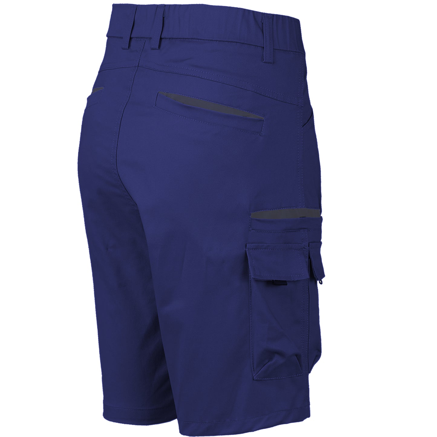 warp work shorts in navy, back angle – Big Bee Workwear
