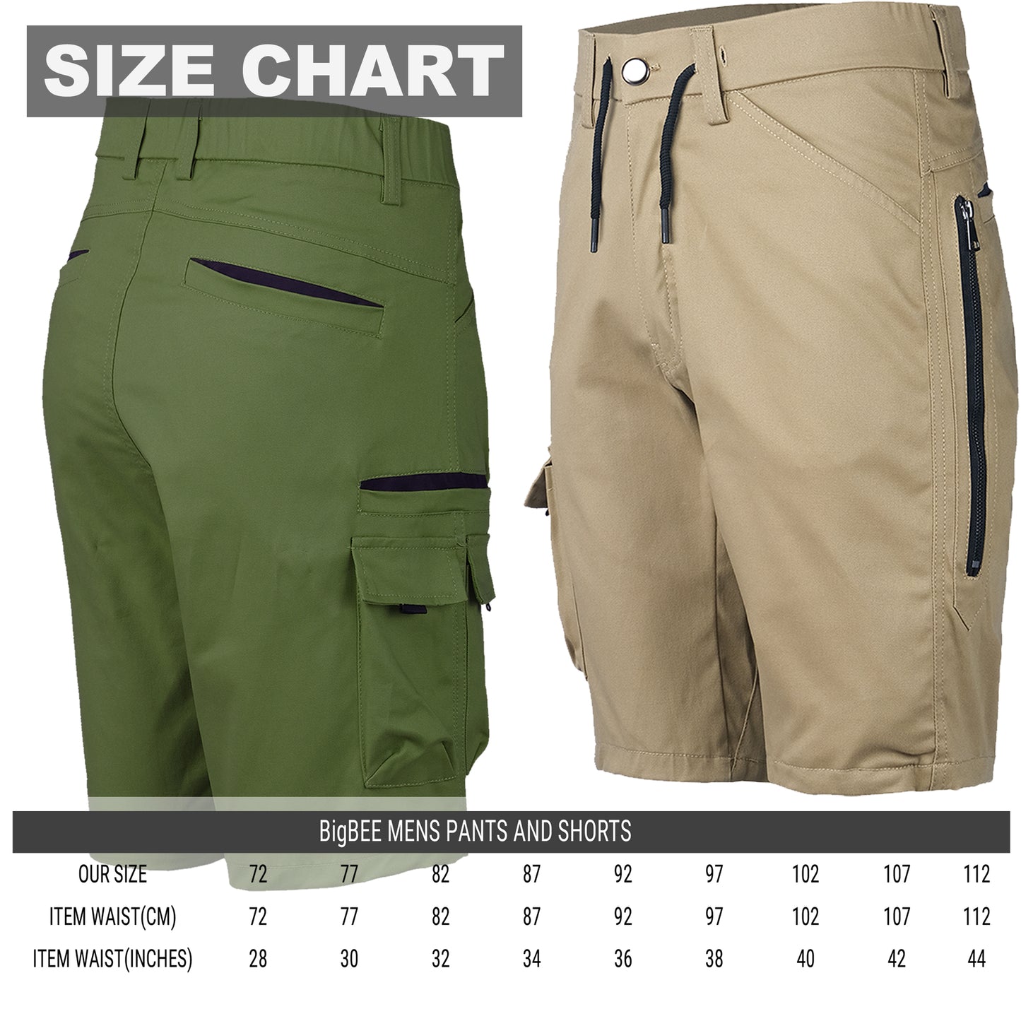 warp work shorts size chart – Big Bee Workwear