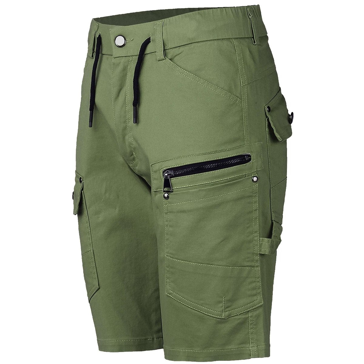 utility work shorts in green, front – Big Bee Workwear