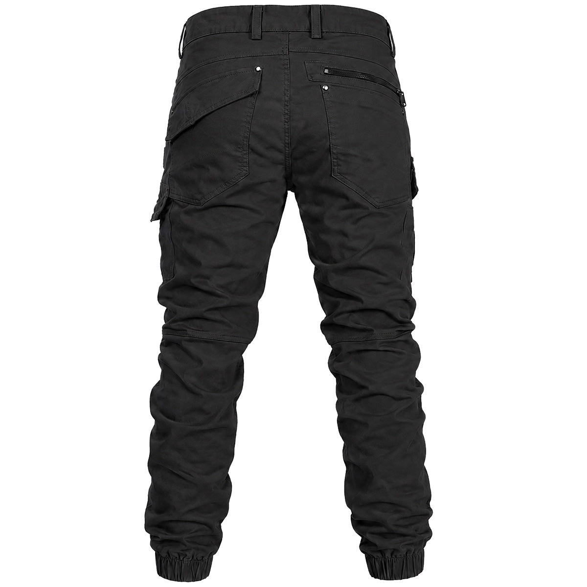 Big Bee Mens Utility Cargo Pants – Ankle Cuffed Stretch Cotton Drill in black, back view