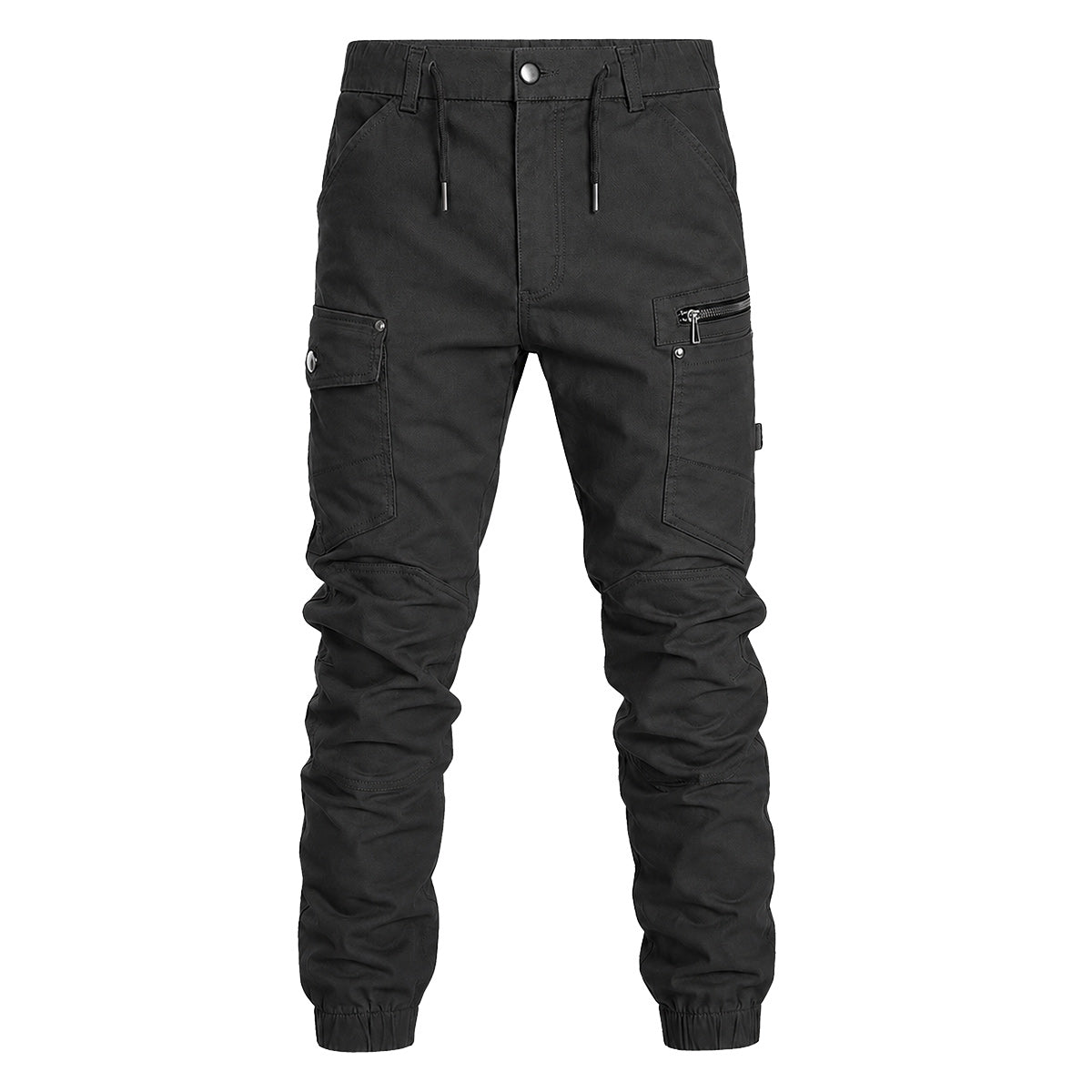 Big Bee Mens Utility Cargo Pants – Ankle Cuffed Stretch Cotton Drill in black, front view