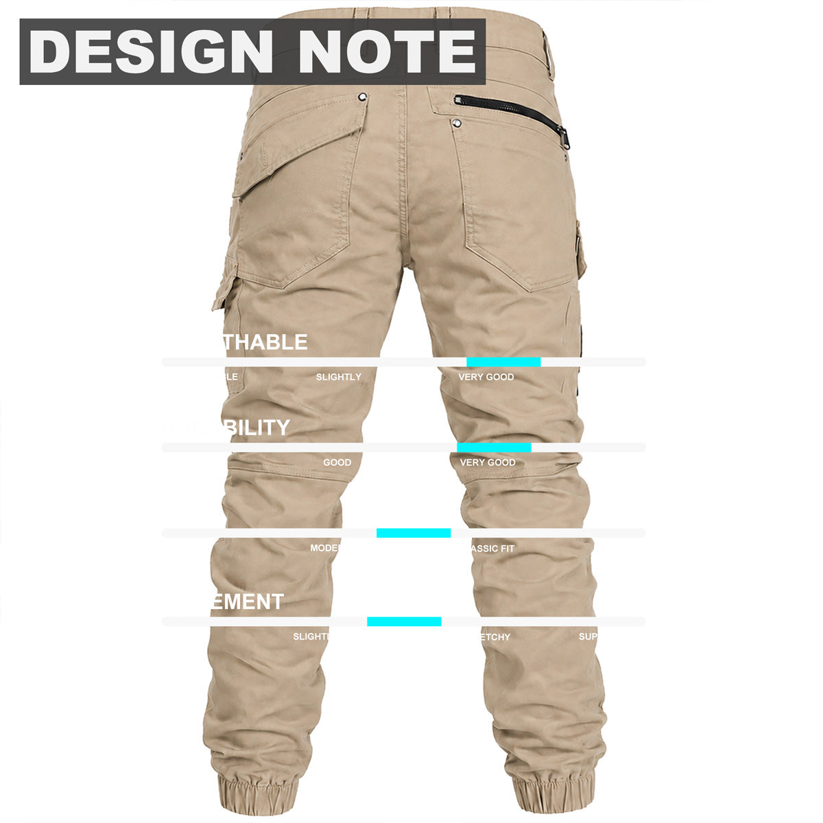 Big Bee Mens Utility Cargo Pants – Ankle Cuffed Stretch Cotton Drill design details