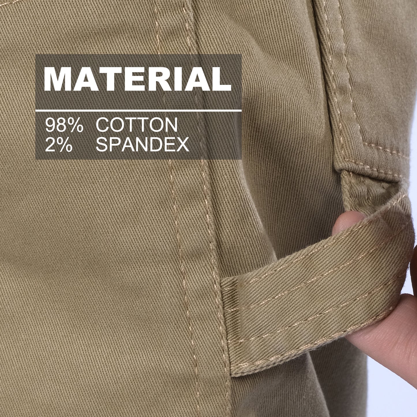 utility work pants fabric close-up with info – Big Bee Workwear