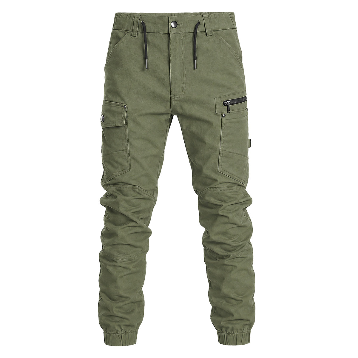 Big Bee Mens Utility Cargo Pants – Ankle Cuffed Stretch Cotton Drill in green, front view