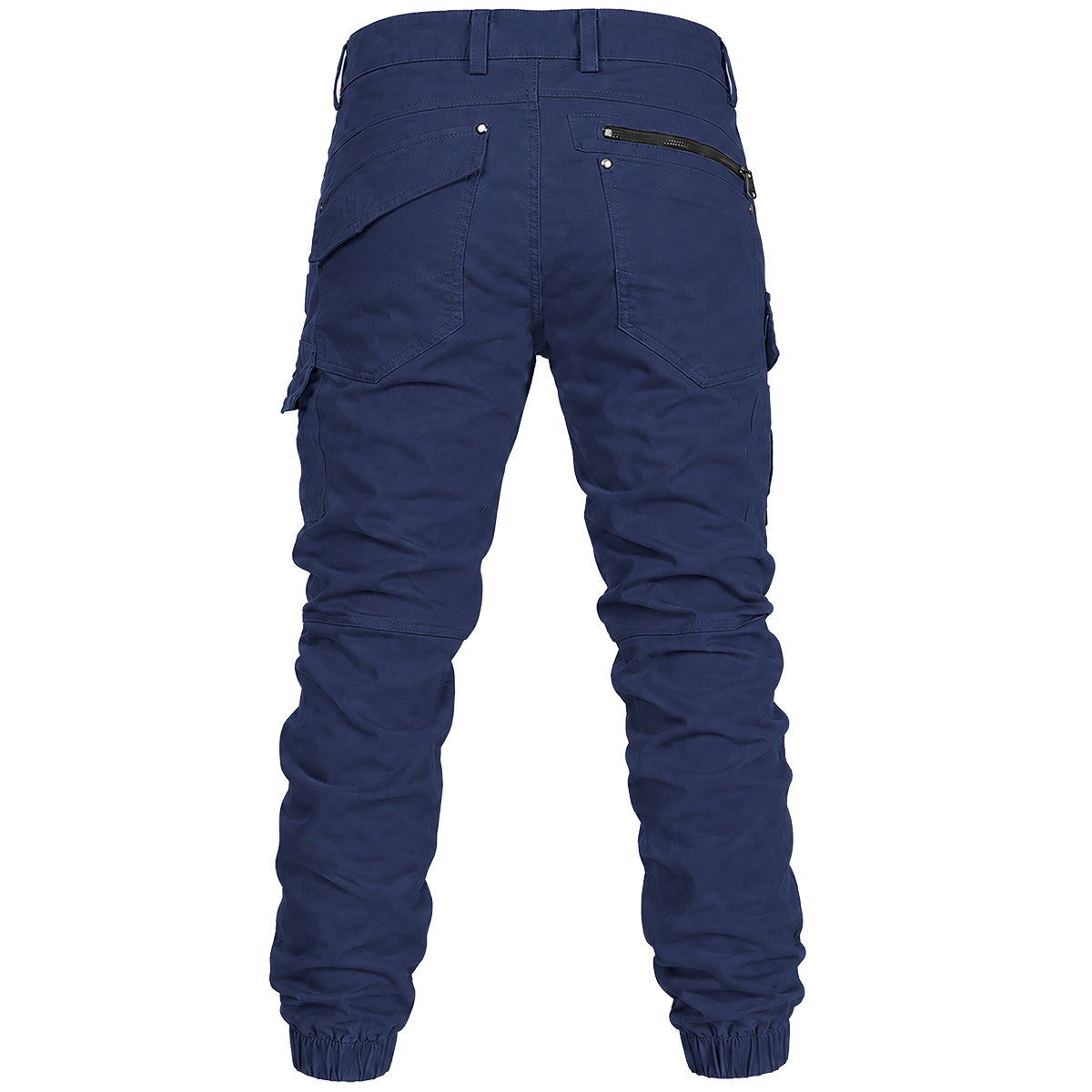 Big Bee Mens Utility Cargo Pants – Ankle Cuffed Stretch Cotton Drill in navy, back view