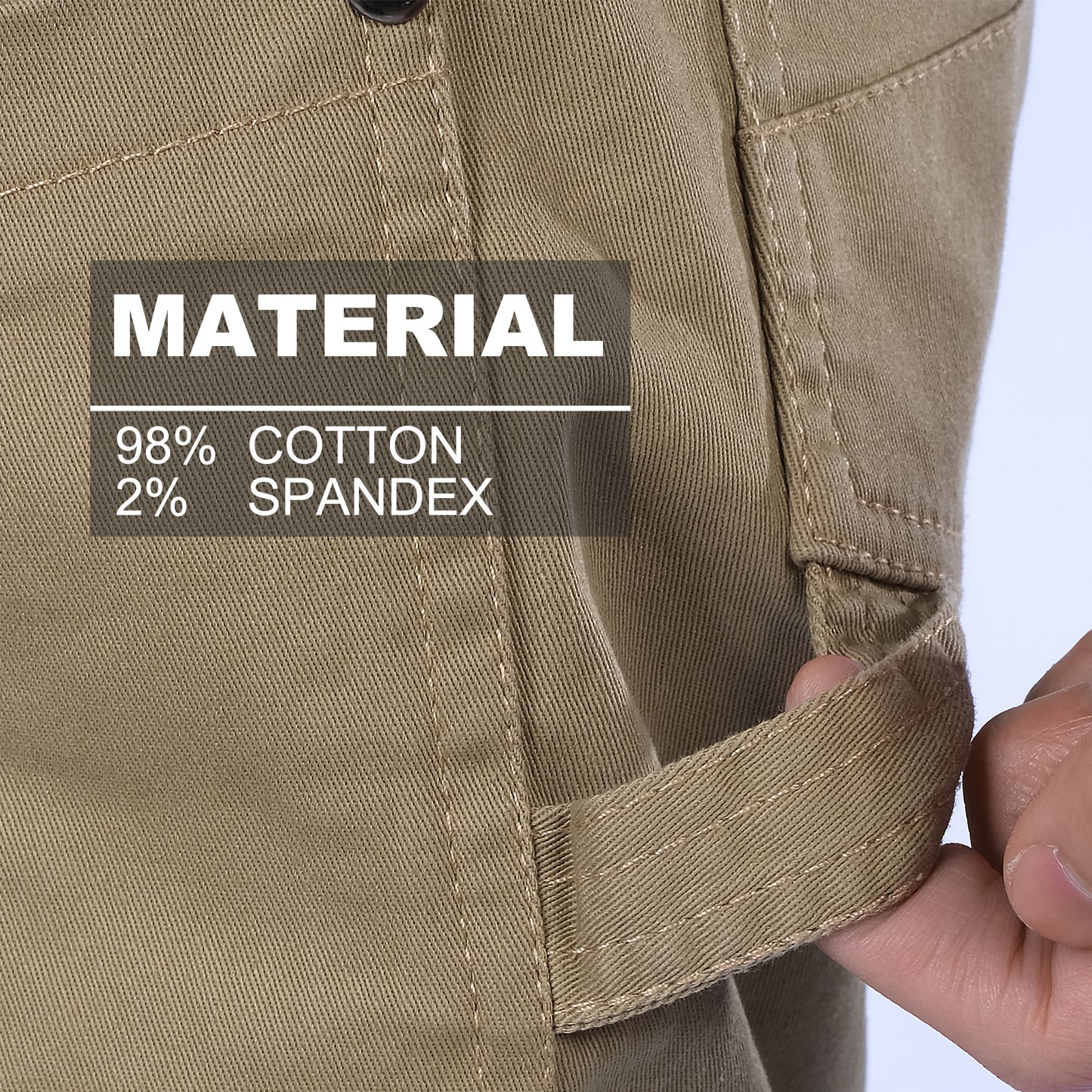 utility work pants fabric close-up with info – Big Bee Workwear