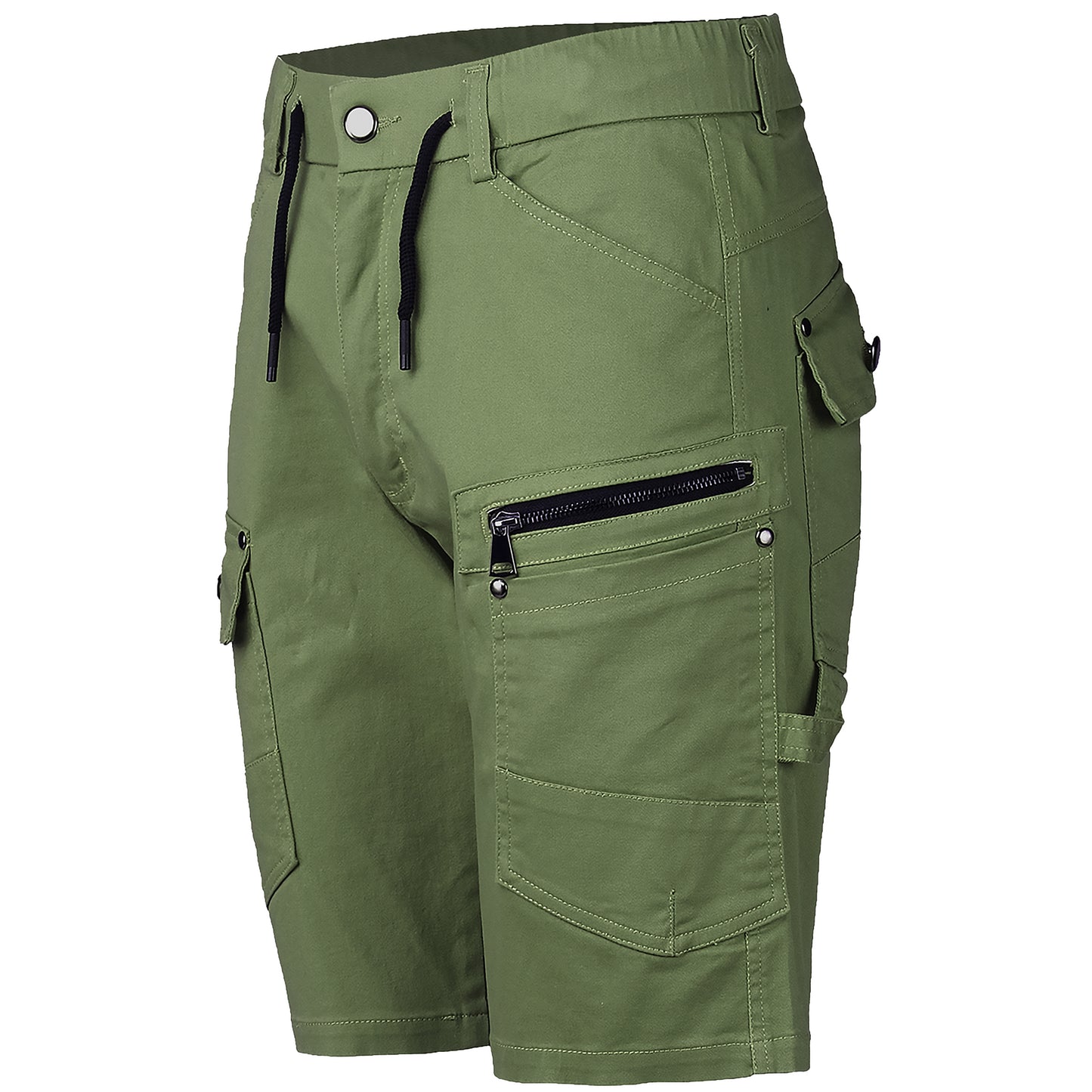 utility work shorts in green, front – Big Bee Workwear