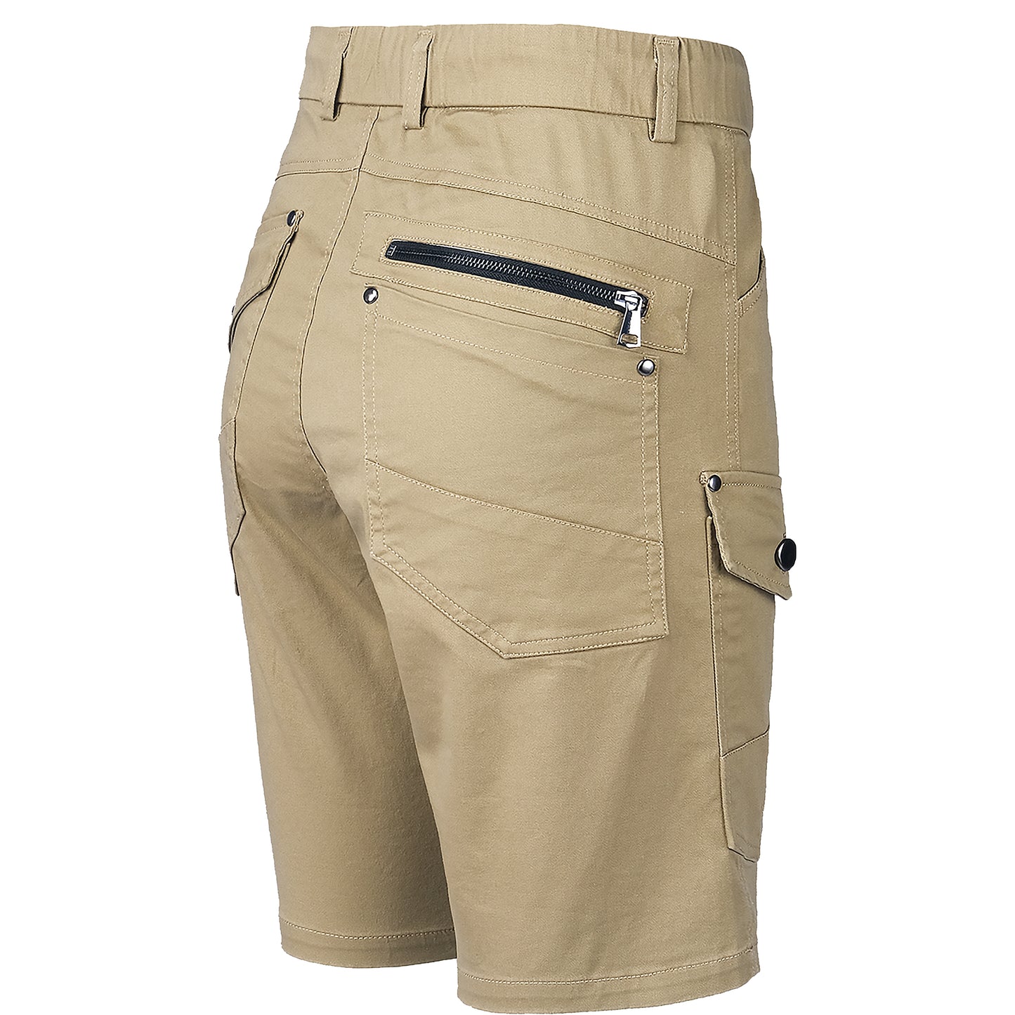 utility work shorts in khaki, back – Big Bee Workwear