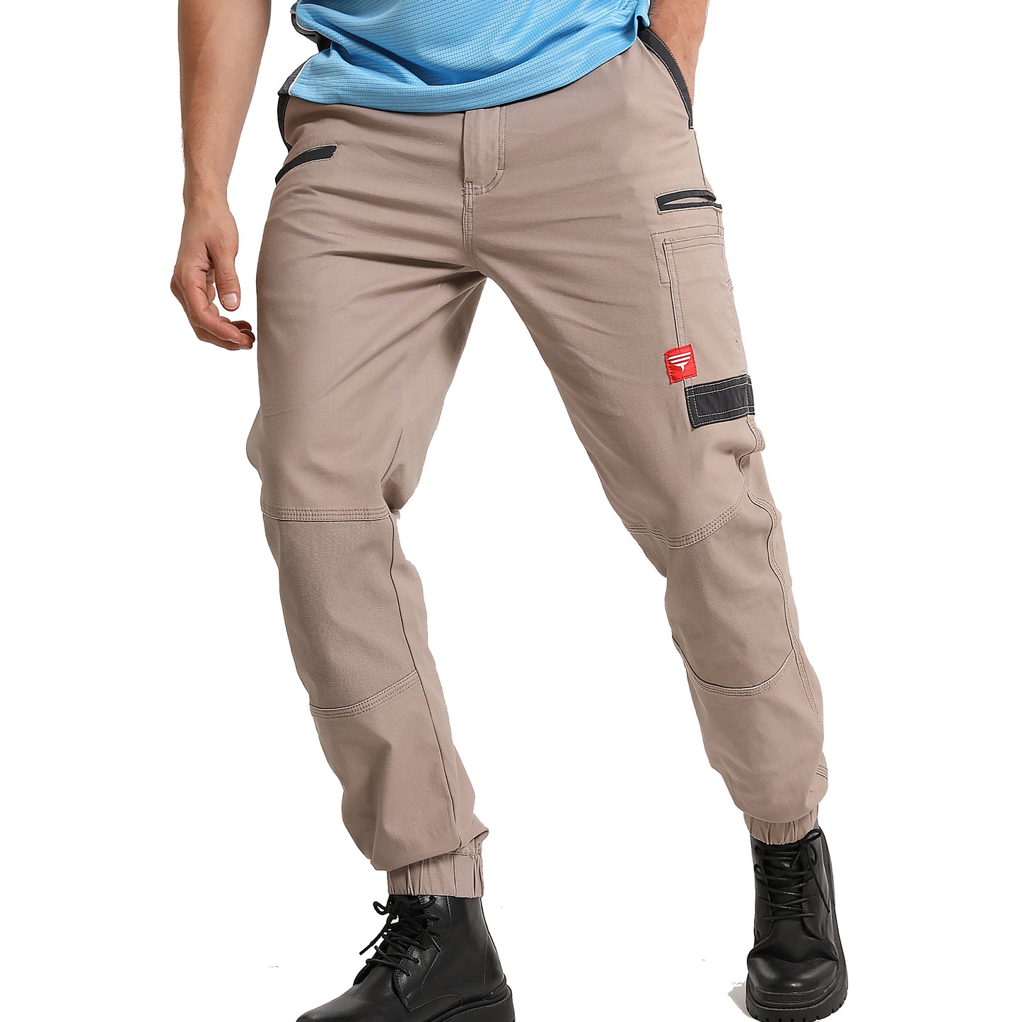 brumby work pants in khaki, model front – Big Bee Workwear