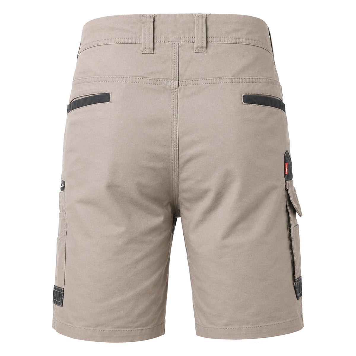 brumby work shorts in khaki, back – Big Bee Workwear