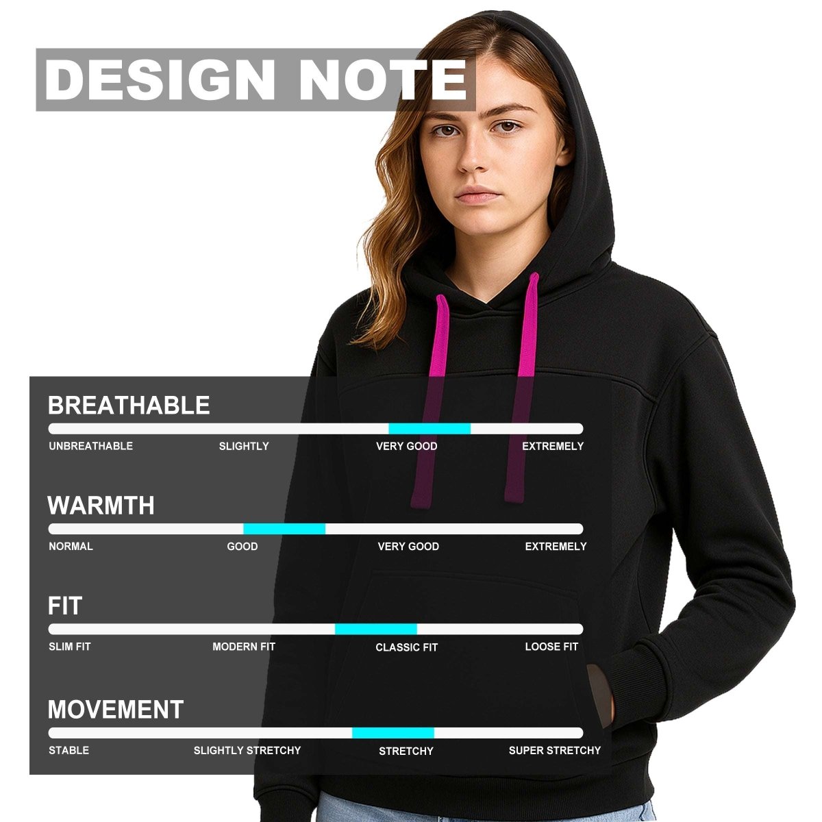 ladies fly hoodie design notes – Big Bee Workwear