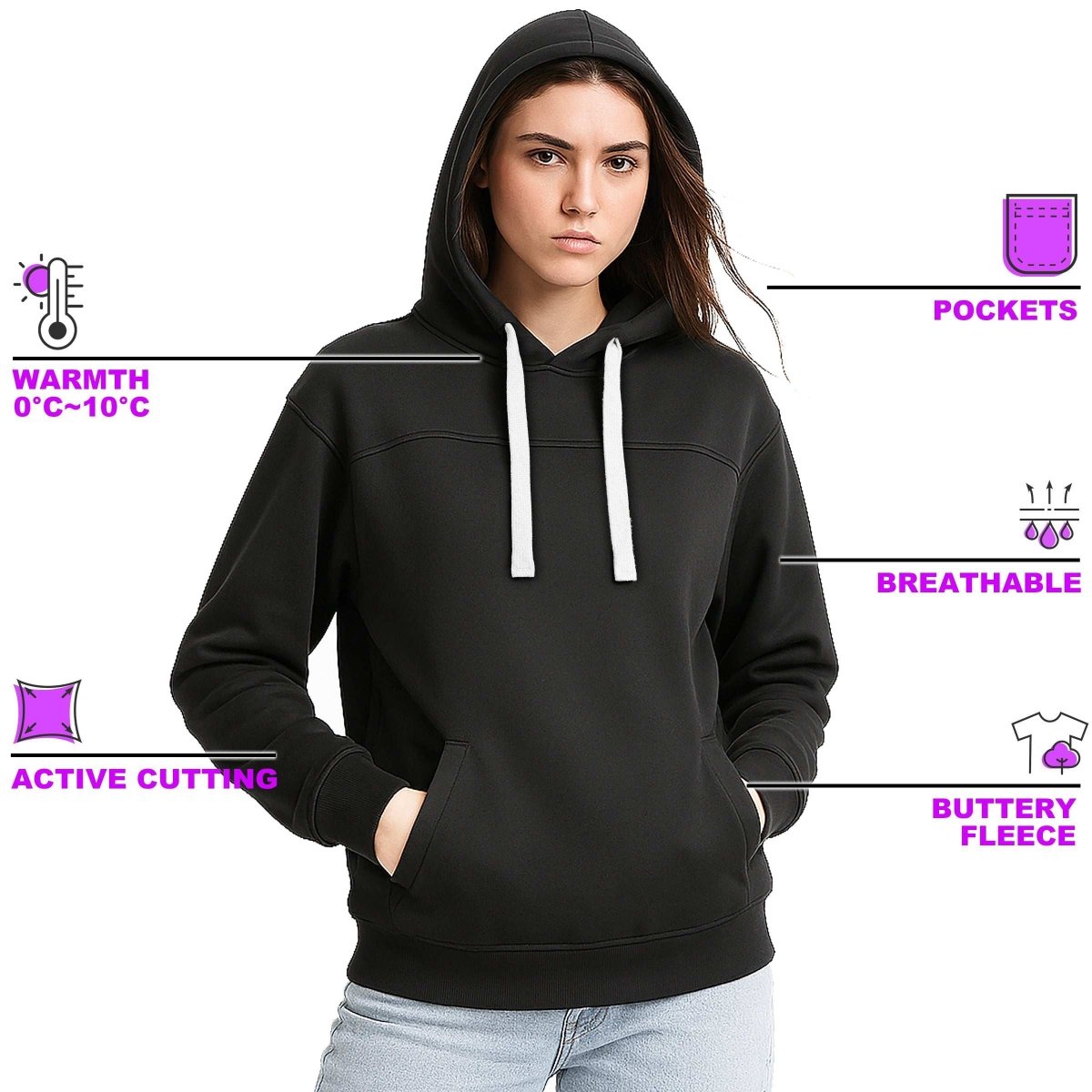 ladies fly hoodie key features – Big Bee Workwear