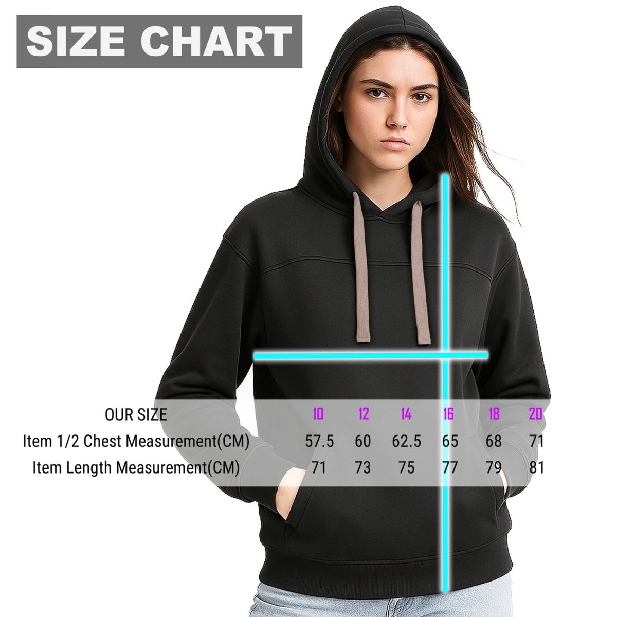 ladies fly hoodie size chart – Big Bee Workwear