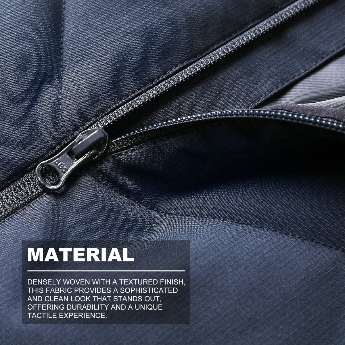 climb puffer vest fabric close-up with info – ISUSI