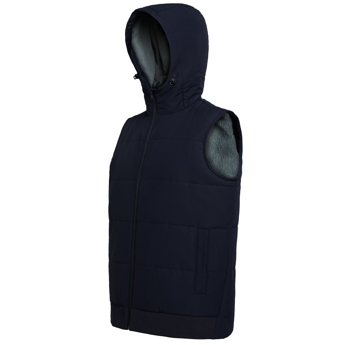 essential puffer vest in blue-navy, side – ISUSI