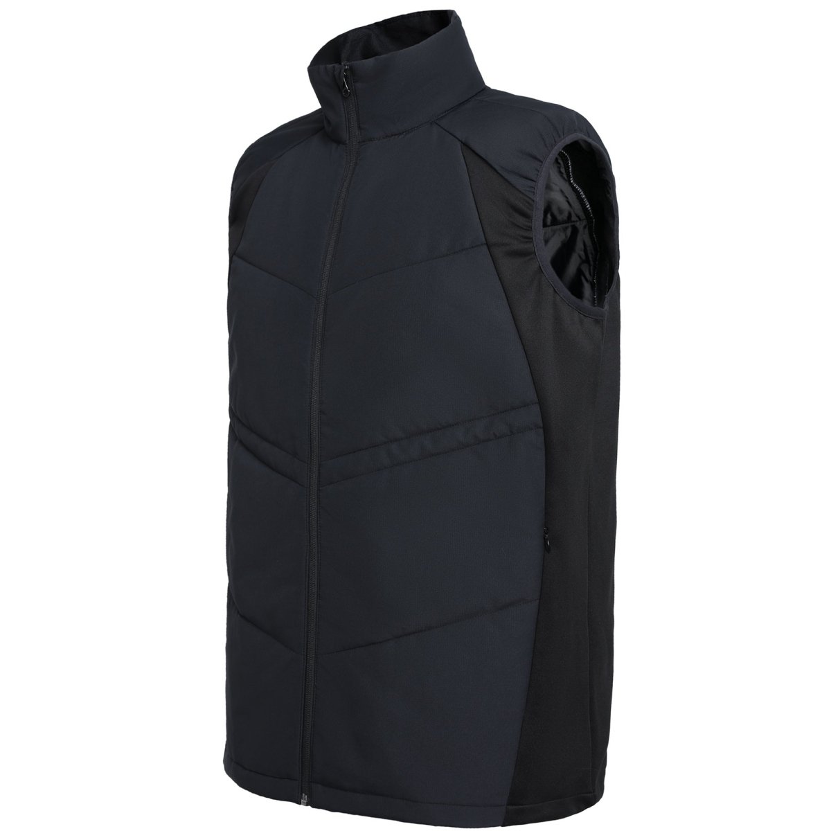 elite puffer vest in black, side – ISUSI