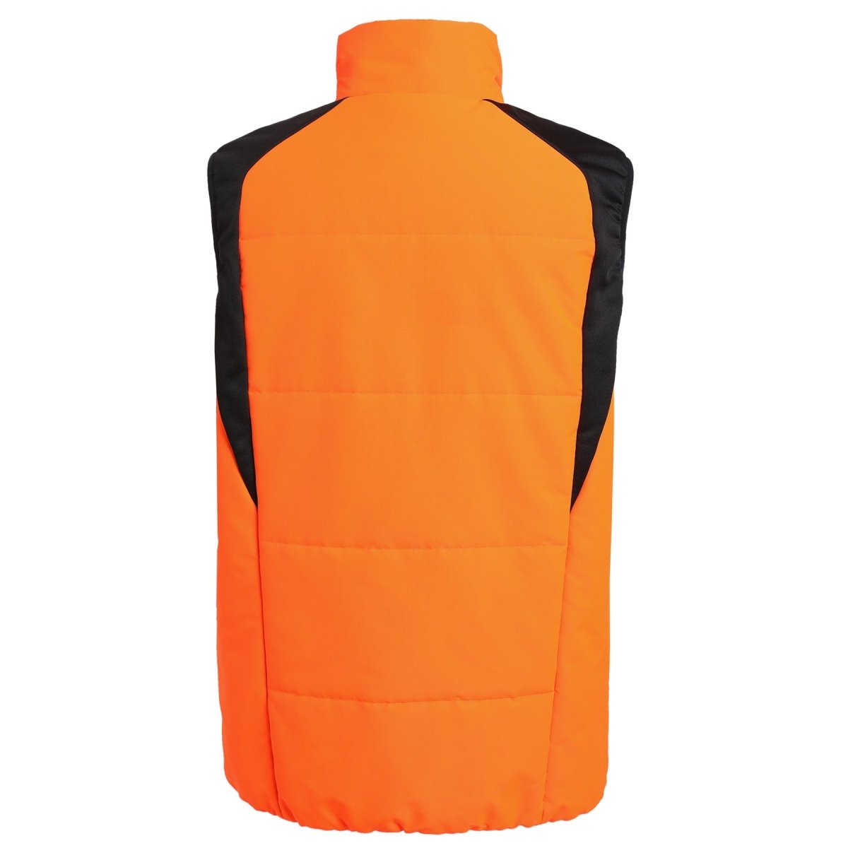 ladies strike puffer vest in orange, back – ISUSI
