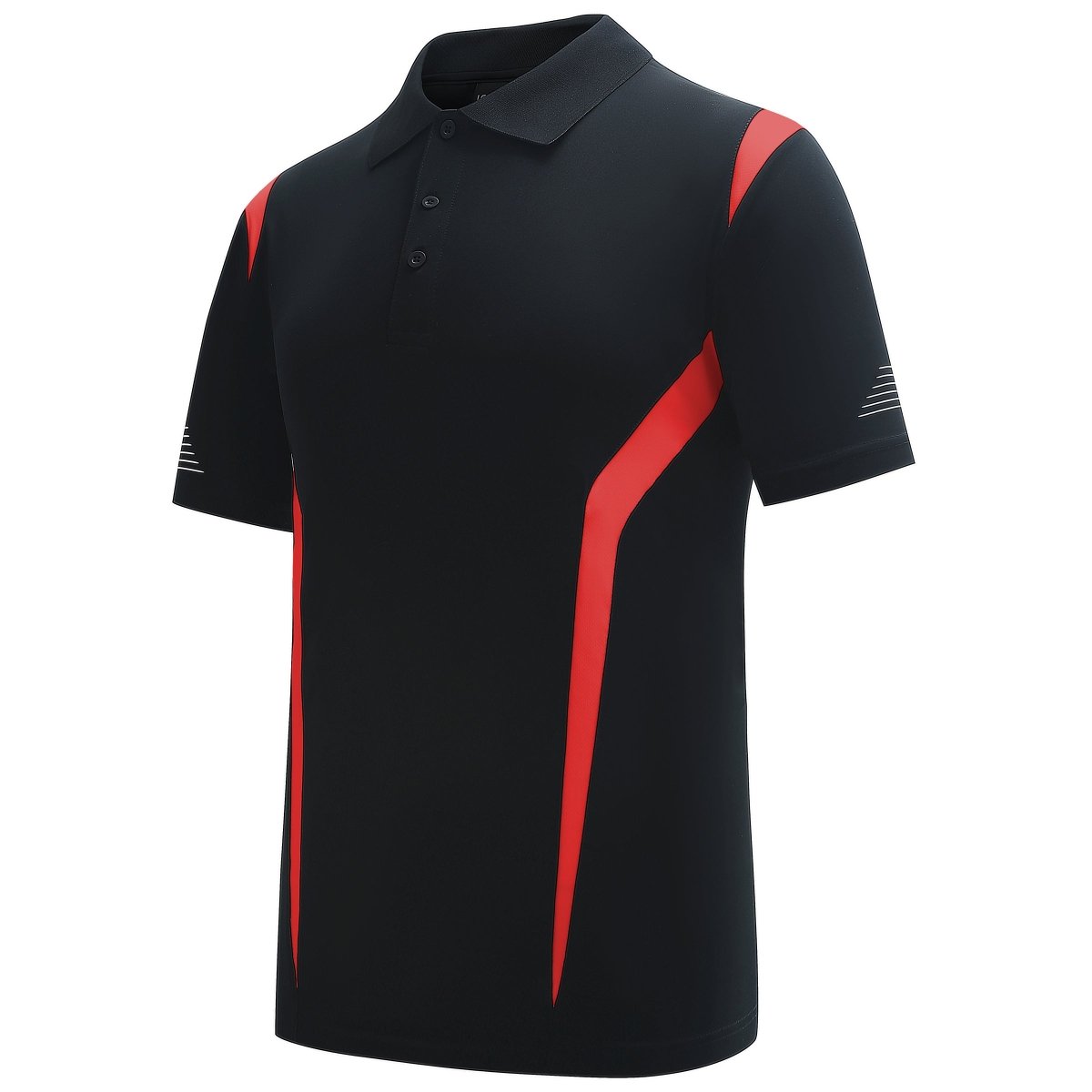 summit polo shirt in Black with red, side – Big Bee Workwear