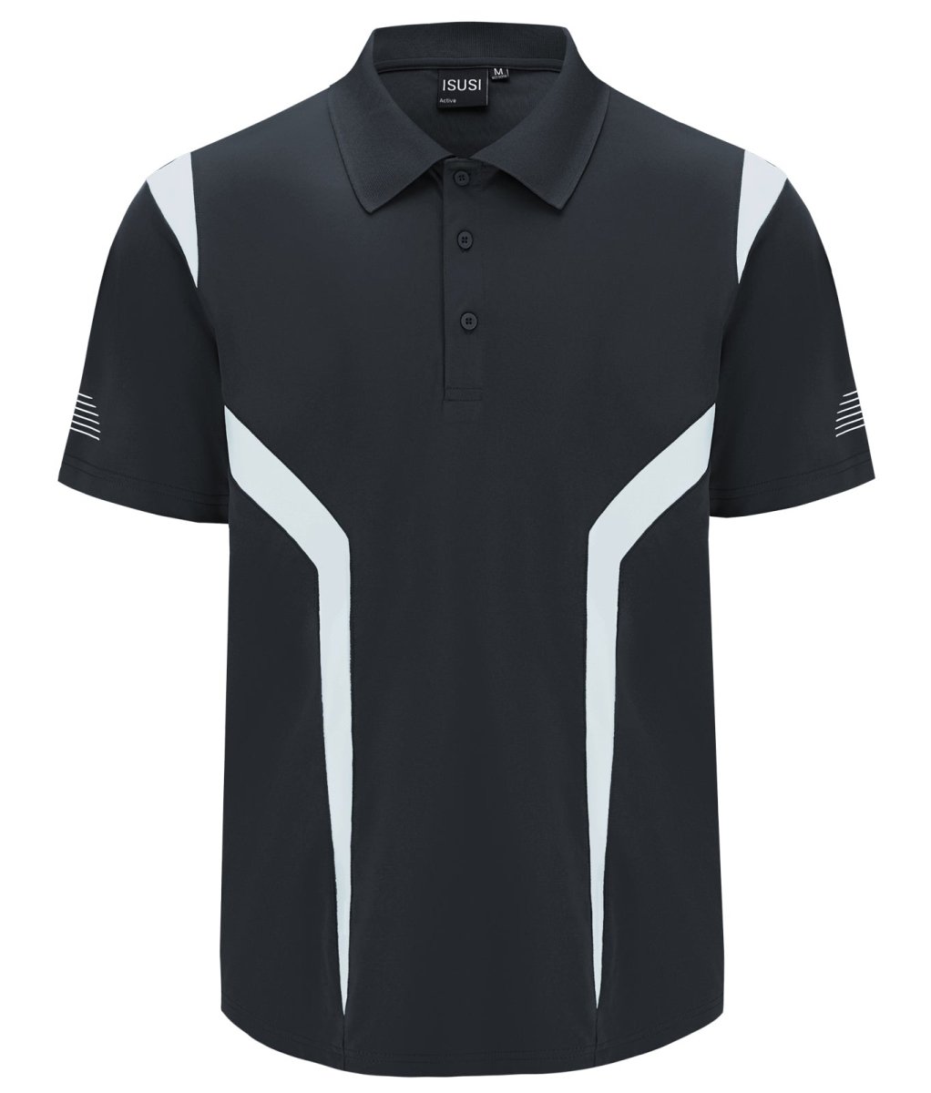 summit polo shirt in Black with white, front – Big Bee Workwear