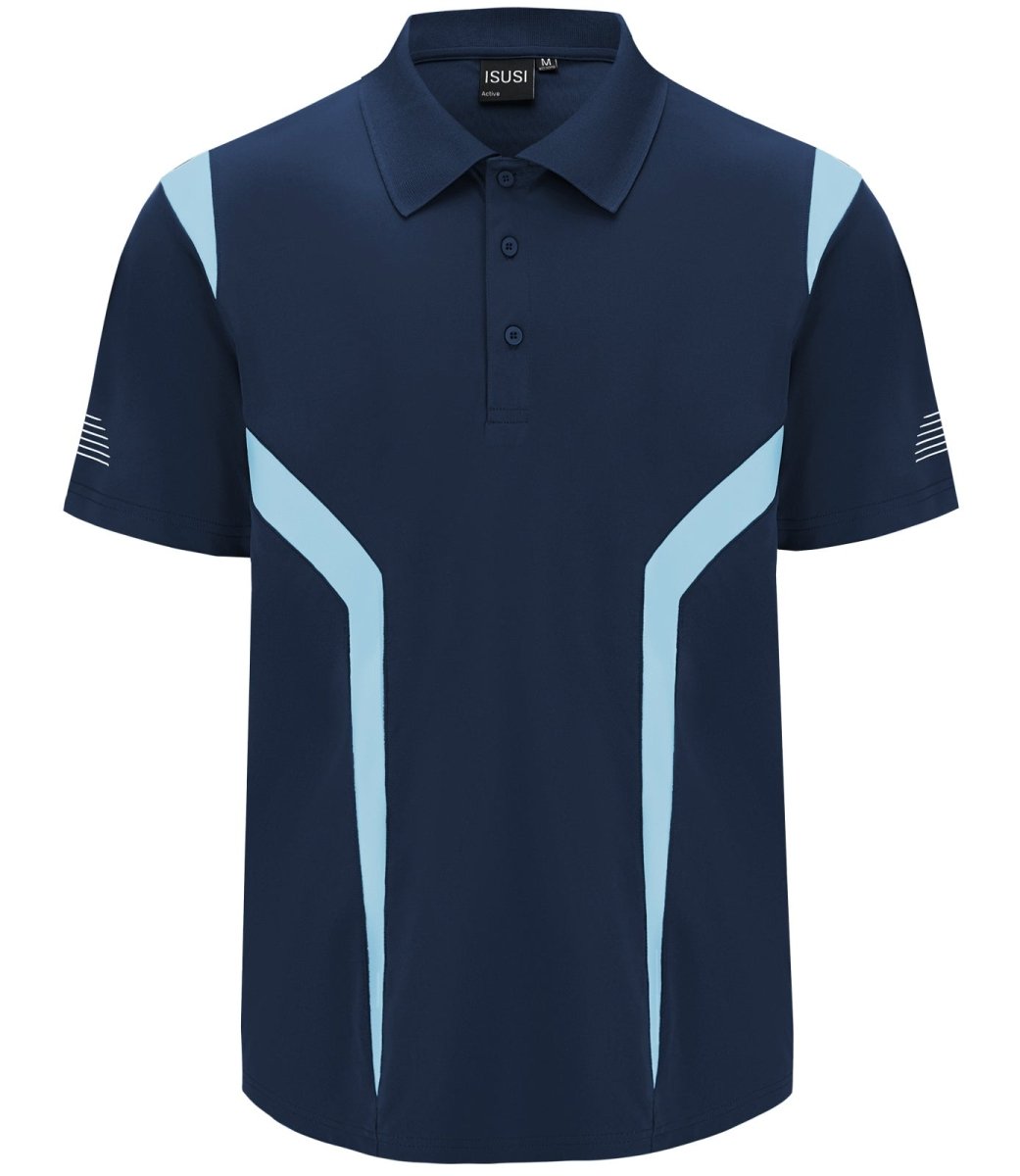 summit polo shirt in navy sky blue, front – Big Bee Workwear