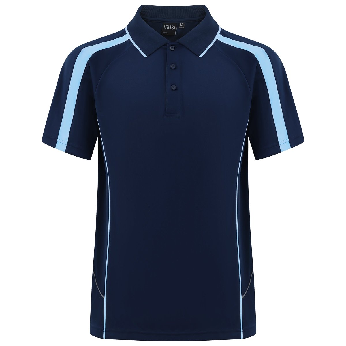 flow polo shirt in navy sky blue, front – Big Bee Workwear