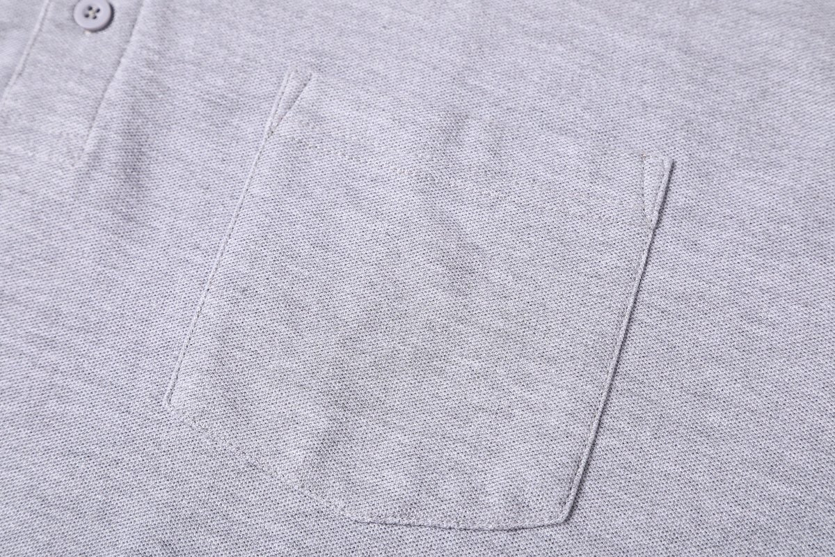 cotton blend polo shirt pocket detail close-up – Big Bee Workwear