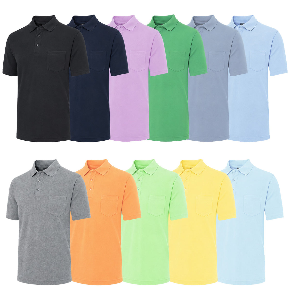 Mens Everyday Polo Shirt with Pocket – Cotton Blend, UPF 30+, Multiple Colours colour options