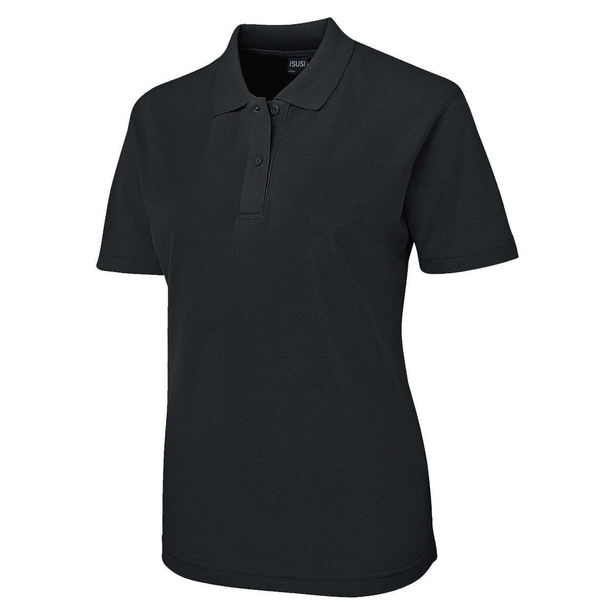 cotton blend polo shirt in black, front – Big Bee Workwear