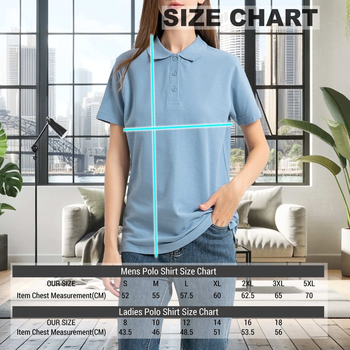 cotton blend polo shirt size chart – Big Bee Workwear
