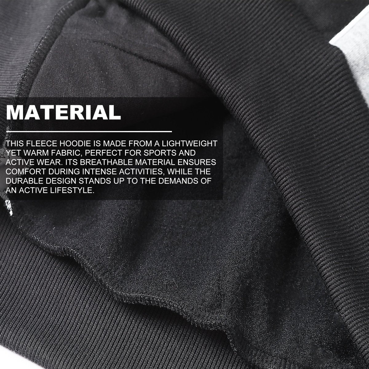 "Panel Full Zip Hoodie Jumper, Contrast Sleeve, fabric close-up with info – Big Bee Workwear"