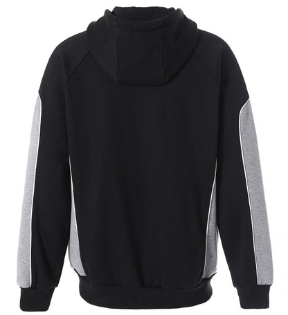 "Panel Full Zip Hoodie Jumper in Black with grey, Contrast Sleeve, back – Big Bee Workwear"