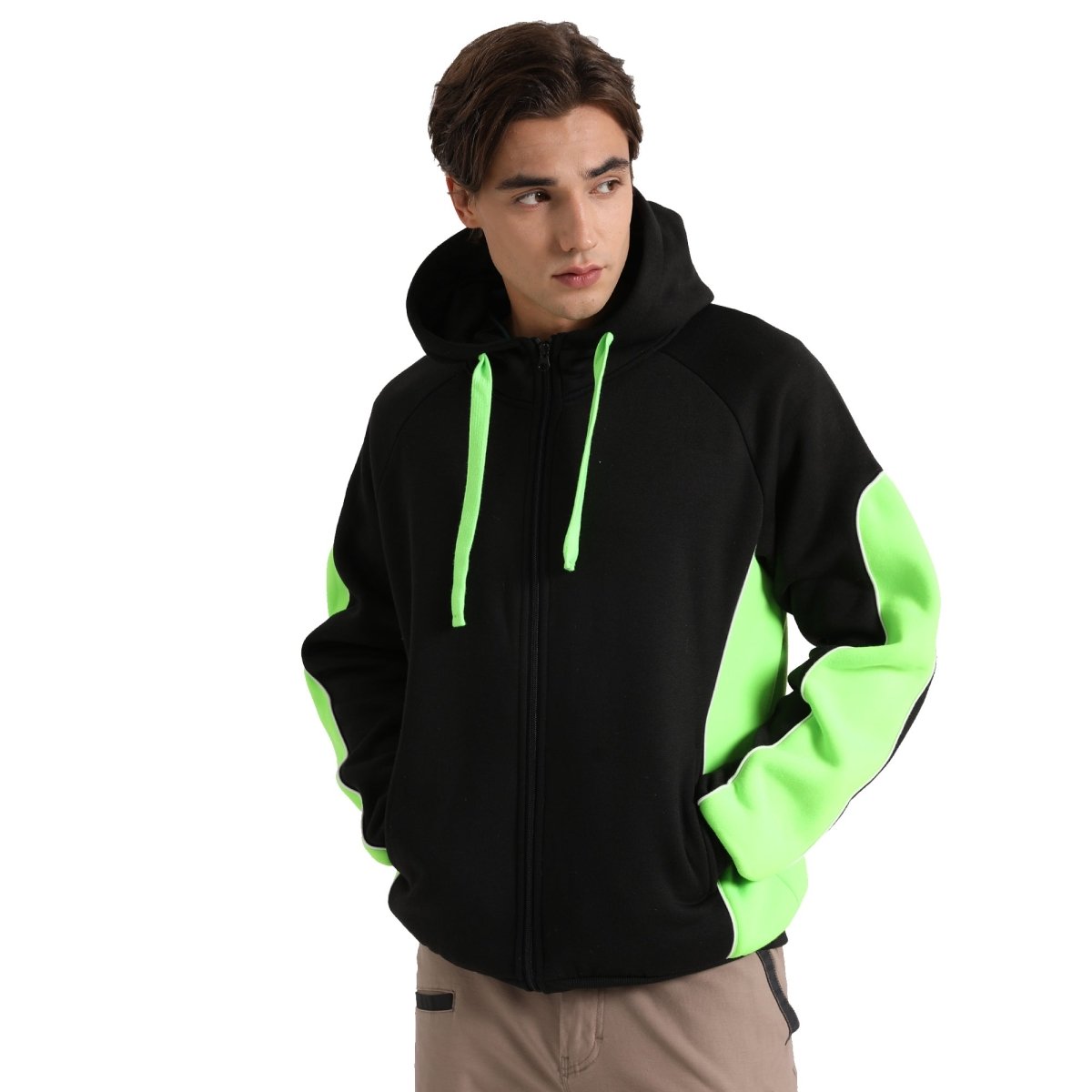 Big Bee PANEL Hoodie Jumper – Full Zip Fleece, Contrast Panel, Multipl