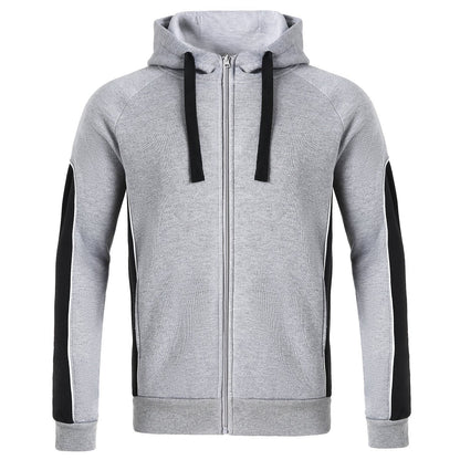 "Panel Full Zip Hoodie Jumper in grey black, Contrast Sleeve, front – Big Bee Workwear"