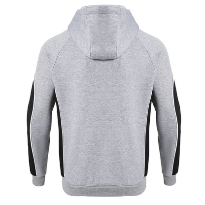 "Panel Full Zip Hoodie Jumper in grey black, Contrast Sleeve, back – Big Bee Workwear"