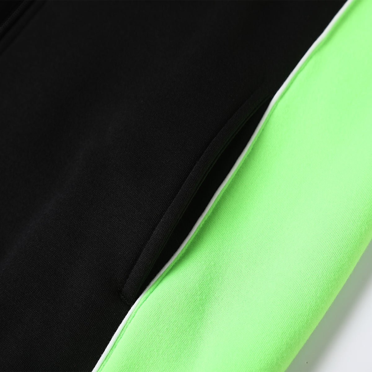 "Panel Full Zip Hoodie Jumper, Contrast Sleeve, pocket detail close-up – Big Bee Workwear"