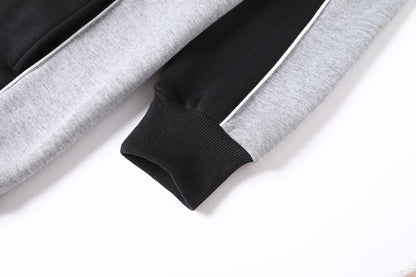 "Panel Full Zip Hoodie Jumper, Contrast Sleeve, sleeve detail close-up – Big Bee Workwear"