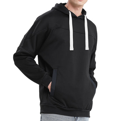 "fly hoodie in Black with white, model side – Big Bee Workwear"