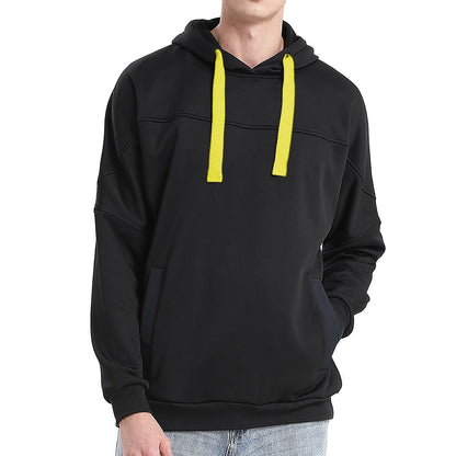 "fly hoodie in Black with yellow, model front – Big Bee Workwear"