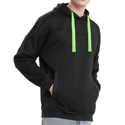 "fly hoodie in Black with green lime, model side – Big Bee Workwear"