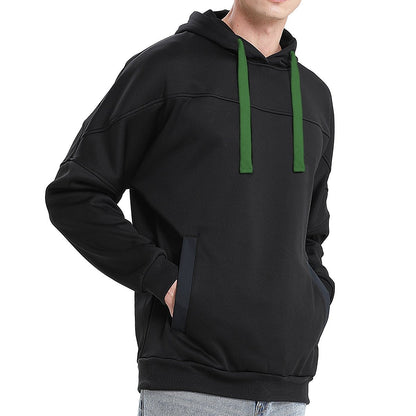 "fly hoodie in Black with green, model side – Big Bee Workwear"