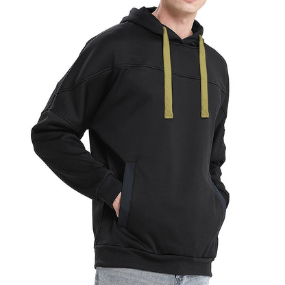 "fly hoodie in Black with green savannah, model side – Big Bee Workwear"
