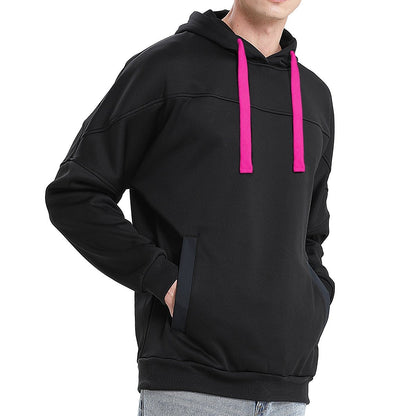 "fly hoodie in Black with pink, model side – Big Bee Workwear"