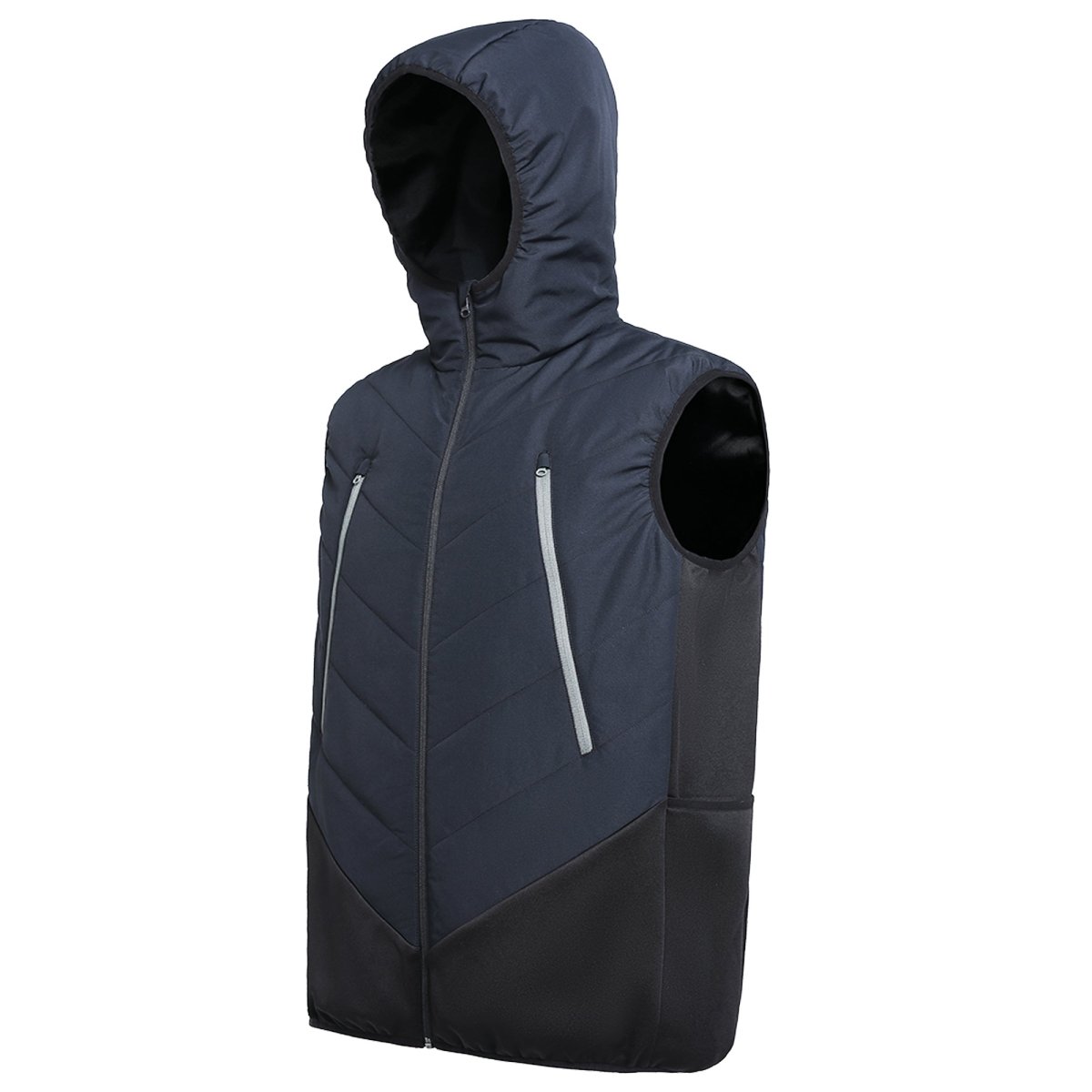 "climb puffer vest in black-blue, side – ISUSI"