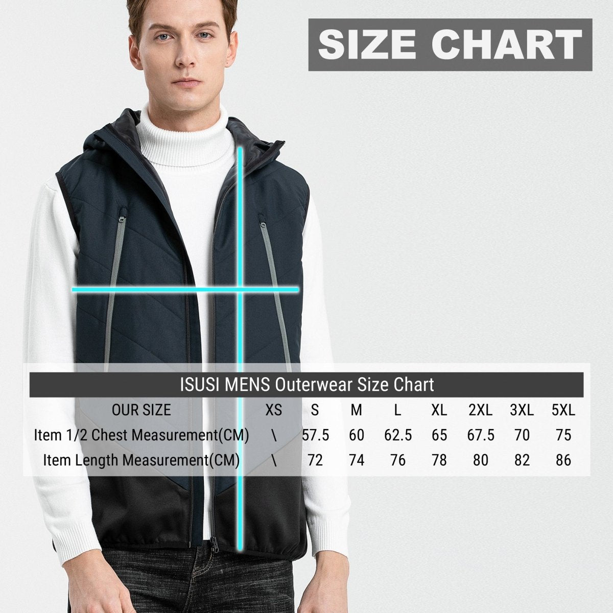 "climb puffer vest size chart – ISUSI"