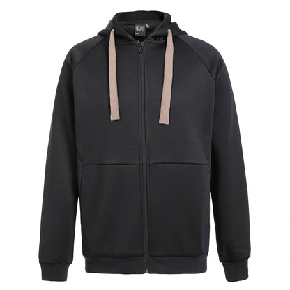 "ladies wonder zip hoodie in Black with gold champagne, front – Big Bee Workwear"