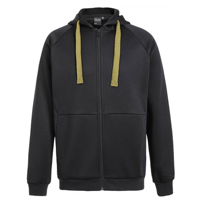 "ladies wonder zip hoodie in Black with green savannah, front – Big Bee Workwear"