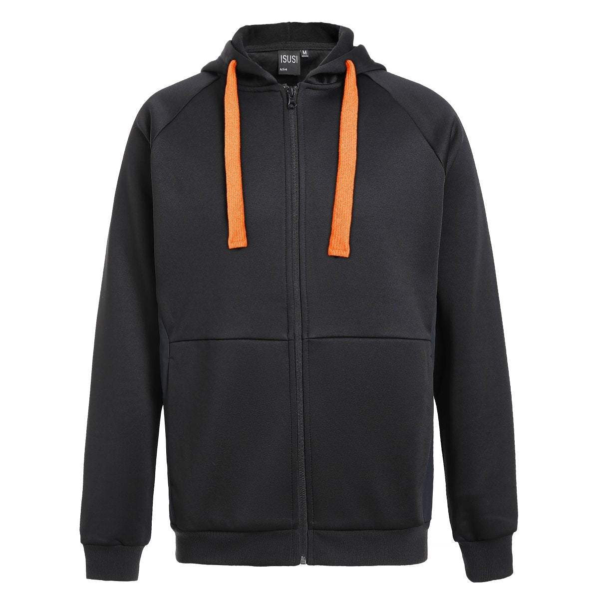 "ladies wonder zip hoodie in Black with orange, front – Big Bee Workwear"