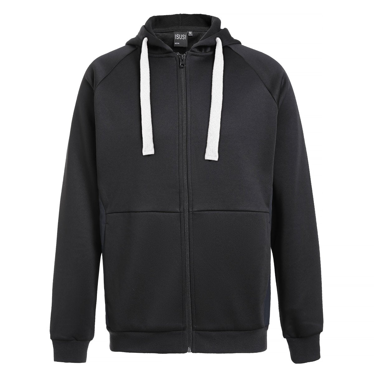 "ladies wonder zip hoodie in Black with white, front – Big Bee Workwear"