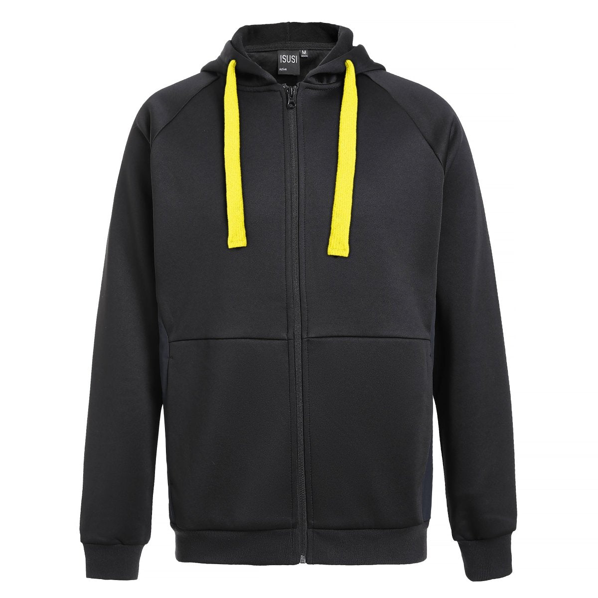 "ladies wonder zip hoodie in Black with yellow, front – Big Bee Workwear"