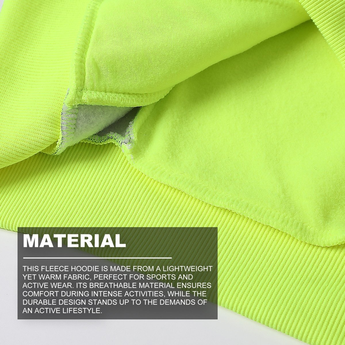 "Panel Zip-Up Hi-Vis Work Hoodie fabric close-up with info – Big Bee Workwear"